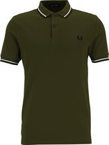 Fred Perry M3600 polo twin tipped shirt - heren polo - Military Green / Ecru / Navy -  Maat: S