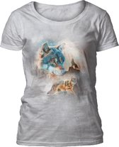 Ladies T-shirt Americana Wolf Collage L