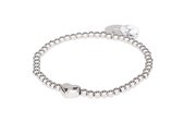 Essential Collectie Sandy | Leuk cadeau voor dames - Zilverkleurige armband - Stainless steel kralen met hartjes bedel - One-size