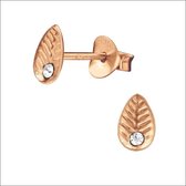 Aramat jewels ® - Zilveren blaadjes oorbellen rosé gold 925 zilver 6x4mm kristal