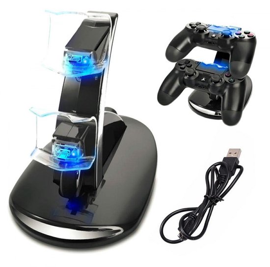 Oplaadstation Geschikt voor Playstation 4 - PS4 Controller Oplader - Dual Docking Charger - Zwart