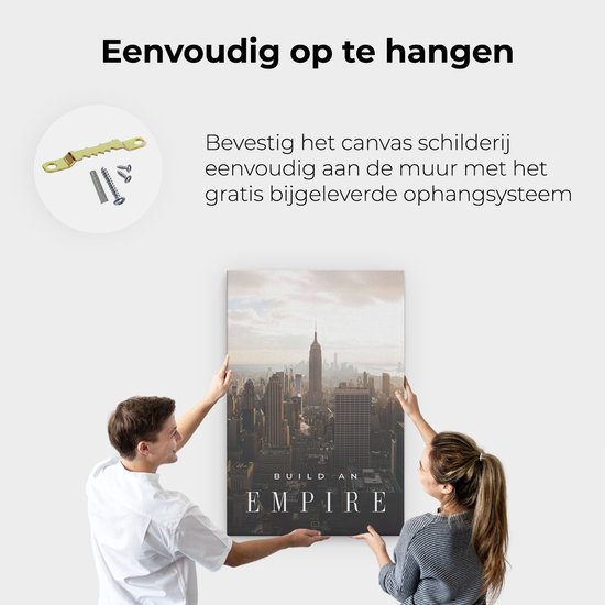 Artaza - Peinture sur Canevas - Construire un empire - Quote de motivation - New York - 80x120 - Petit - Photo sur Toile - Impression sur Toile