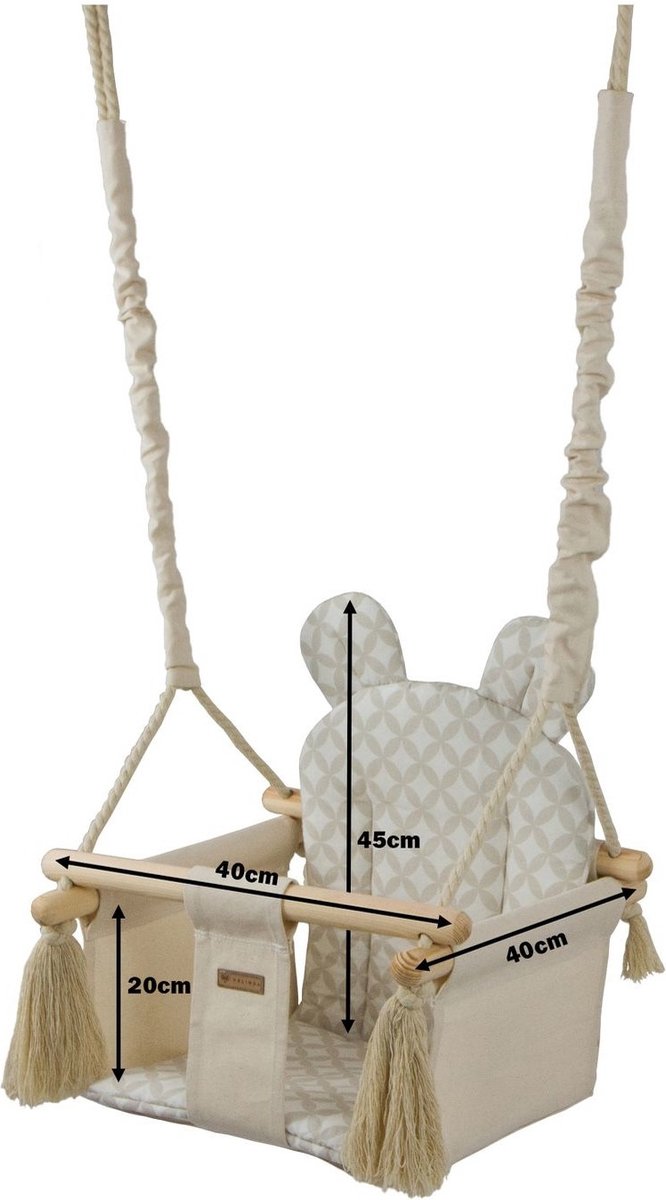 Baby schommel - hout - crème marine blauw - tot 20 kg van Childhome — afbeelding 3