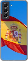 Geschikt voor Samsung Galaxy S21 FE hoesje - De nationale vlag van Spanje - Siliconen Telefoonhoesje