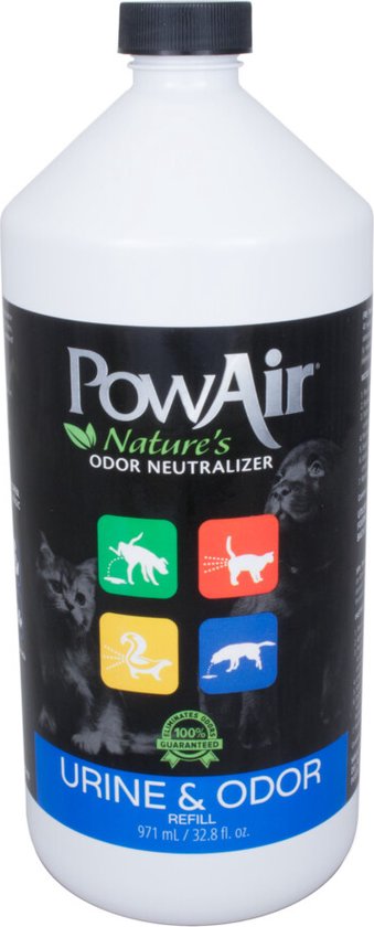 PowAir Odour & Urine Geurverwijderaar - Katten urine geur verwijderen - Katten stank verwijderaar - Refill 922ml