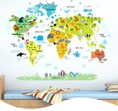 Muursticker Dieren Wereldkaart - Kinderkamer - Jongenskamer - Muurdecoratie - Wandsticker - Sticker Voor Kinderen 30×90CM*3