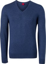 OLYMP Level 5 body fit trui wol met zijde - V-hals - royal blauw - Maat: XL