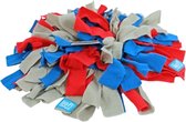 Lief! Snuffelmat Fleece - Taupe/Blauw/Rood - 20 x 20 cm