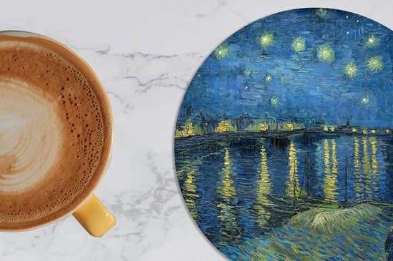 Sous- Sous-verres pour verres - Ronds - La nuit étoilée - Peinture de Vincent van Gogh - 10x10 cm - 6 pièces