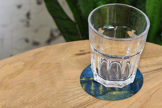 Sous- Sous-verres pour verres - Ronds - La nuit étoilée - Peinture de Vincent van Gogh - 10x10 cm - 6 pièces