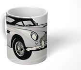 Mok - Vintage sportwagen in zwart-wit - 350 ML - Beker - Uitdeelcadeautjes