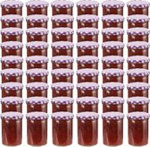 vidaXL Jampotten met wit met paarse deksels 48 st 400 ml glas