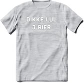 Dikke lul 3 Bier T-Shirt | Unisex Kleding | Dames - Heren Feest shirt | Drank | Grappig Verjaardag Cadeau tekst | - Licht Grijs - Gemaleerd - M