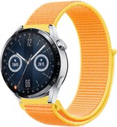 Strap-it Nylon smartwatch bandje - geschikt voor Huawei Watch GT / GT 2 / GT 3 / GT 3 Pro 46mm / GT 2 Pro / GT Runner / Watch 3 & 3 Pro - oranje/geel