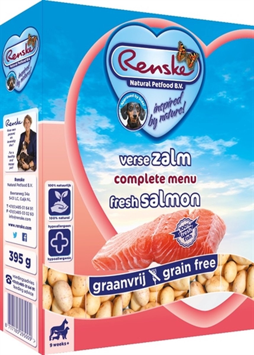 Renske Vers Vlees Zalm Graanvrij - Hondenvoer - 10 x 395 gr