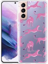 Hoesje Geschikt voor Samsung Galaxy S21 Roze Cheeta's