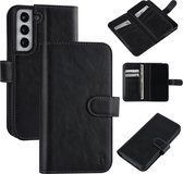 UNIQ Accessoire Samsung Galaxy S22 Leather Book Case case - Zwart - Porte-cartes pour 9 cartes - Fermeture magnétique