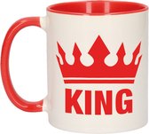 1x Cadeau King beker / mok - rood met wit - 300 ml keramiek - rode bekers
