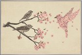 JUNIQE - Poster met kunststof lijst Blossom Bird -20x30 /Bruin & Ivoor