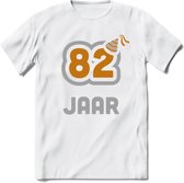 82 Jaar Feest T-Shirt | Goud - Zilver | Grappig Verjaardag Cadeau Shirt | Dames - Heren - Unisex | Tshirt Kleding Kado | - Wit - 3XL