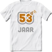 53 Jaar Feest T-Shirt | Goud - Zilver | Grappig Verjaardag Cadeau Shirt | Dames - Heren - Unisex | Tshirt Kleding Kado | - Wit - XL