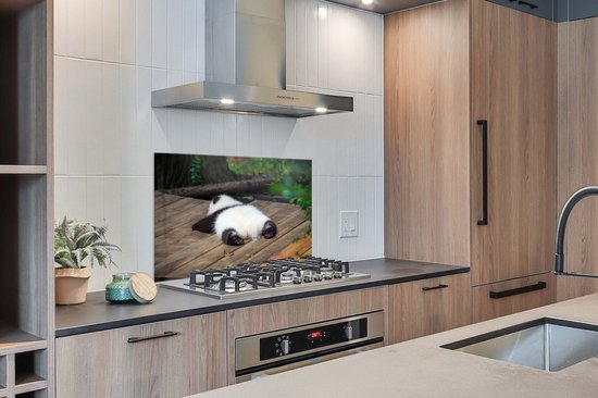 Spatscherm keuken 100x65 cm - Kookplaat achterwand Dier - Panda - Slapen - Muurbeschermer - Spatwand fornuis - Hoogwaardig aluminium