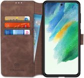 DG Ming Samsung Galaxy S21 FE Hoesje Retro Wallet Book Case Bruin