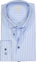 Redmond modern fit overhemd - poplin - lichtblauw met wit gestreept (contrast) - Strijkvriendelijk - Boordmaat: 37/38