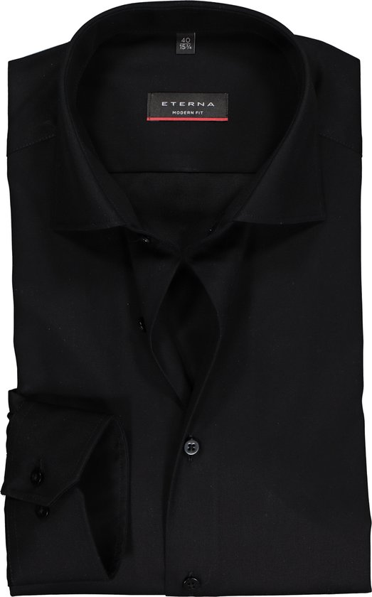 ETERNA modern fit overhemd - twill heren overhemd - zwart - Strijkvrij - Boordmaat: