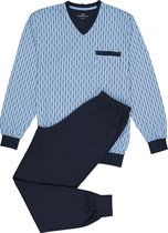 Gotzburg heren pyjama - V-hals - lichtblauw met blauw en wit dessin -  Maat: L