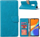 LuxeBass Hoesje geschikt voor Xiaomi Redmi 9 - Bookcase Turquoise - portemonnee hoesje - bookcase - boekhoesje - book case - boek hoesje