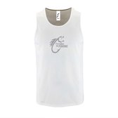 Witte Tanktop sportshirt met "I'd rather be Fishing / In ga liever vissen" Print Zilver Size XXXL