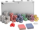 Zilveren Poker set met 300 chips en 2 dekken