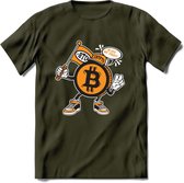 BTC Mascot - Crypto T-Shirt Kleding Cadeau | Dames / Heren / Unisex | Bitcoin / Ethereum shirt | Grappig Verjaardag kado | BTC Tshirt Met Print | - Leger Groen - XL