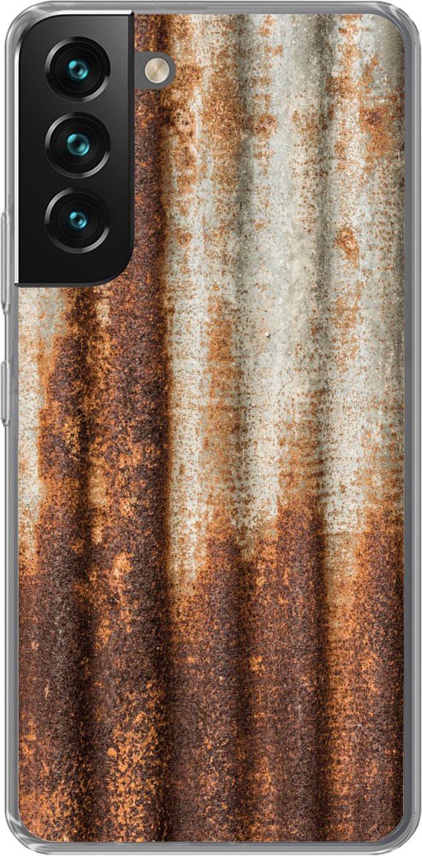 Telefoonhoesje Geschikt voor Samsung Galaxy S22 hoesje - Roest print - Golfplaten - IJzer - Siliconen Telefoonhoesje Telefoonhoesje