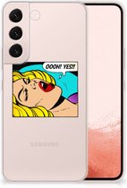 Silicone Back Case Geschikt voor Samsung Galaxy S22 Hoesje met Tekst Popart Oh Yes