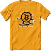 Skater Coin - Crypto T-Shirt Kleding Cadeau | Dames / Heren / Unisex | Bitcoin / Ethereum shirt | Grappig Verjaardag kado | BTC Tshirt Met Print | - Geel - 3XL