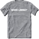 When Lambo? - Crypto T-Shirt Kleding Cadeau | Dames / Heren / Unisex | Bitcoin / Ethereum shirt | Grappig Verjaardag kado | BTC Tshirt Met Print | - Donker Grijs - Gemaleerd - XL