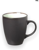Mok - koffiemok - mat zwart - mintgroen - 350 ml