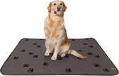 Sharon B - Puppy training pad - plasmat - grijs met pootjes print - 70x100 cm - hondentoilet - herbruikbaar - wasbaar