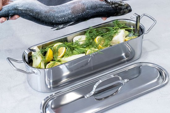 Pas de poêle à poisson en acier inoxydable avec insert 50cm