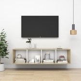 Decoways - Tv-wandmeubel 37x37x142,5 cm spaanplaat sonoma eikenkleurig wit