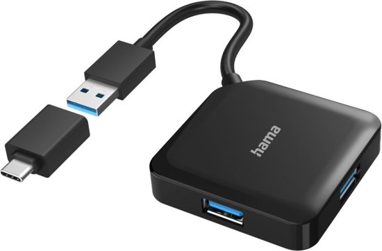 Hama USB-hub 4-poorts USB 3.2 Gen1 5 Gbit/s Incl. USB-C-adapter | bol.com