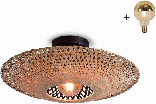 Plafondlamp - KALIMANTAN - Bamboe - Medium - Met Spiegel LED-lamp