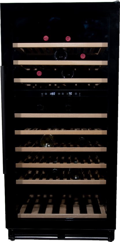 Koelkast: Vinata Premium Wijnklimaatkast Vrijstaand Grivola - Zwart - 110 flessen - 131 x 59.8 x 68.5 cm - Glazen deur, van het merk Vinata