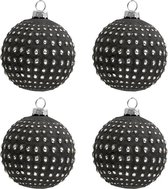 Kerstballen Set van 4 Ø 8 cm Grijs Glas Rond Kerstboomversiering Kerstversiering Kerstdecoratie