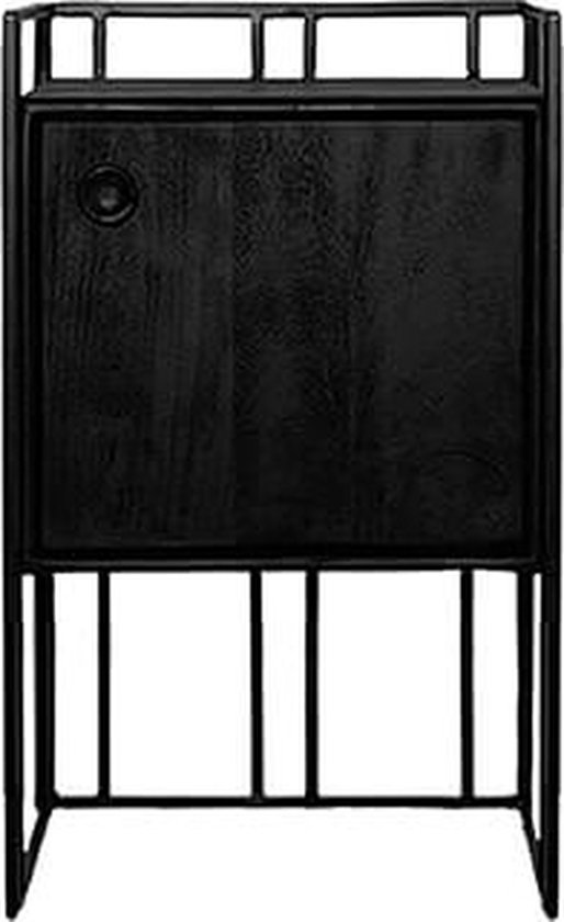 Nachtkast - zwart hout - stoer - decoratief - trendy - H57cm - By Mooss