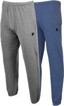 2-Pack Donnay Joggingbroek met boord - Sportbroek - Heren - Silver marl/Dark Denim marl - maat L