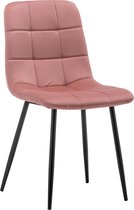 IN.HOMEXL – Farris Square - Roos - Eetkamerstoel met zonder armleuning - Fluweel Stoel - Eetstoelen - Velvet Eetkamerstoel - Metaalpoot - Fluweel Stoelen - Eetkamerstoel set van 2