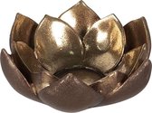 Theelichthouder Bloem 12*11*5 cm Goudkleurig Kunststof Waxinelichthouder Windlichthouder